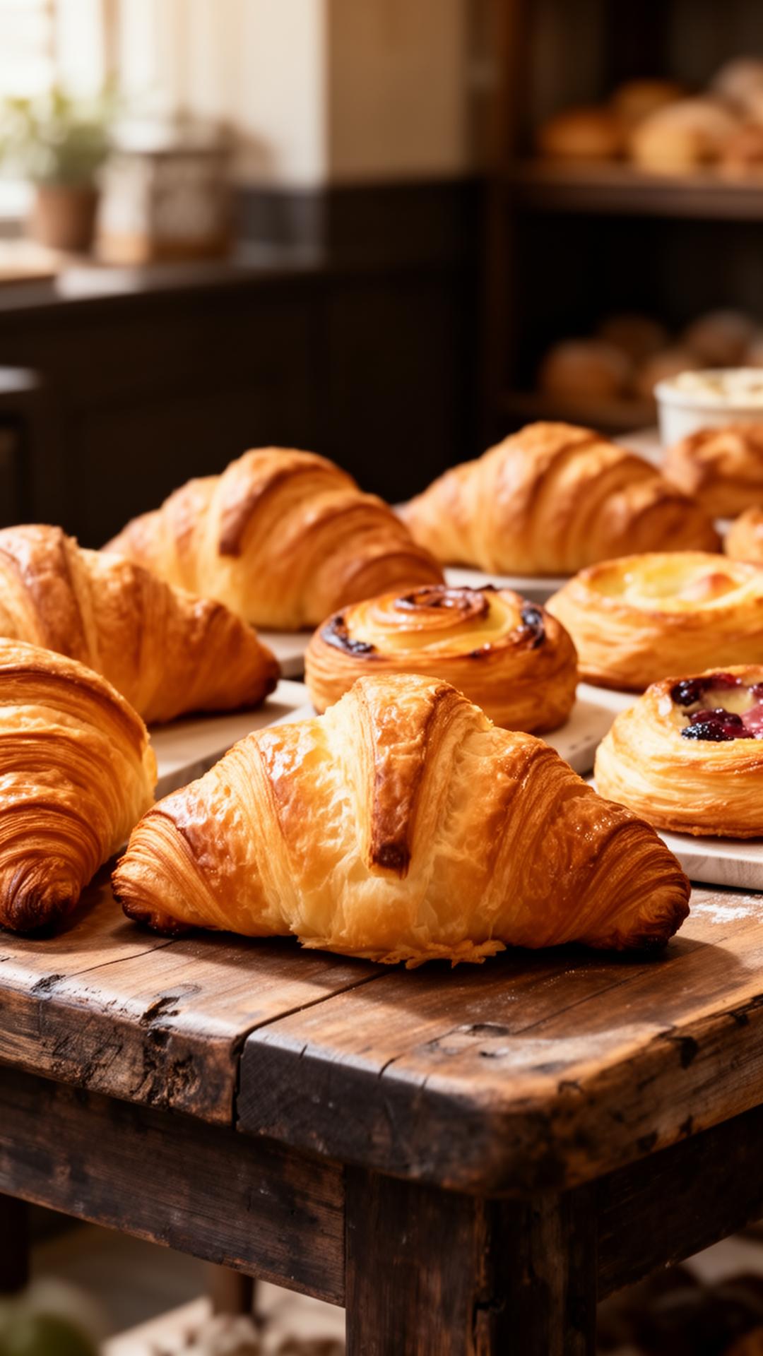 Cornuri și produse de patiserie proaspăt coapte